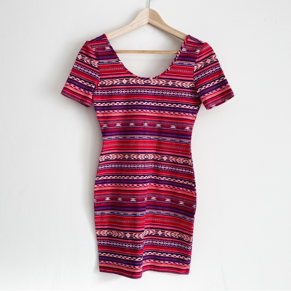 Forever 21 Cotton Blend Tribal Print Bodycon Dress – Size Medium